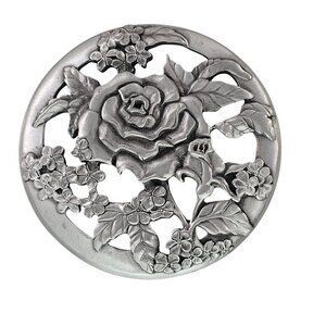 Vintage Seagull Pewter Roses Flowers Potpourri Holder LID ONLY 1988 Canada
